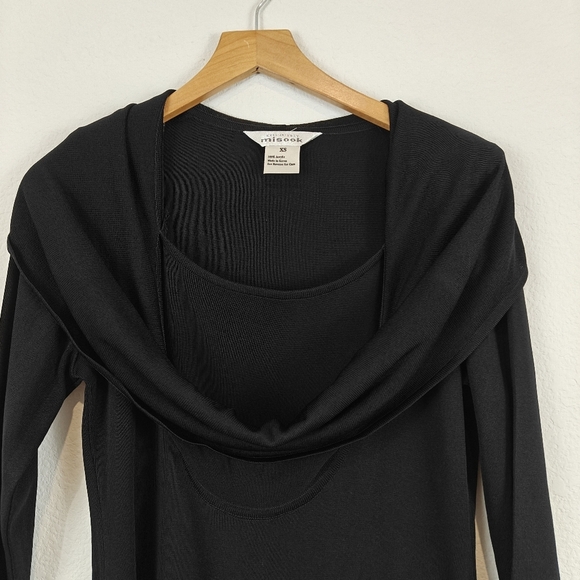 Exclusively MISOOK Knee Length Black Acrylic 3/4 Sleeve Cowl Neck Dress Size XS - Picture 4 of 13